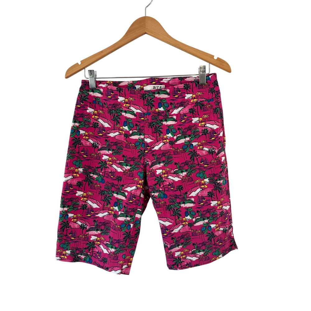 Juniper & Lime Colorful Woven Stretch Bermuda Shorts Size 8 Pull On Knee Length